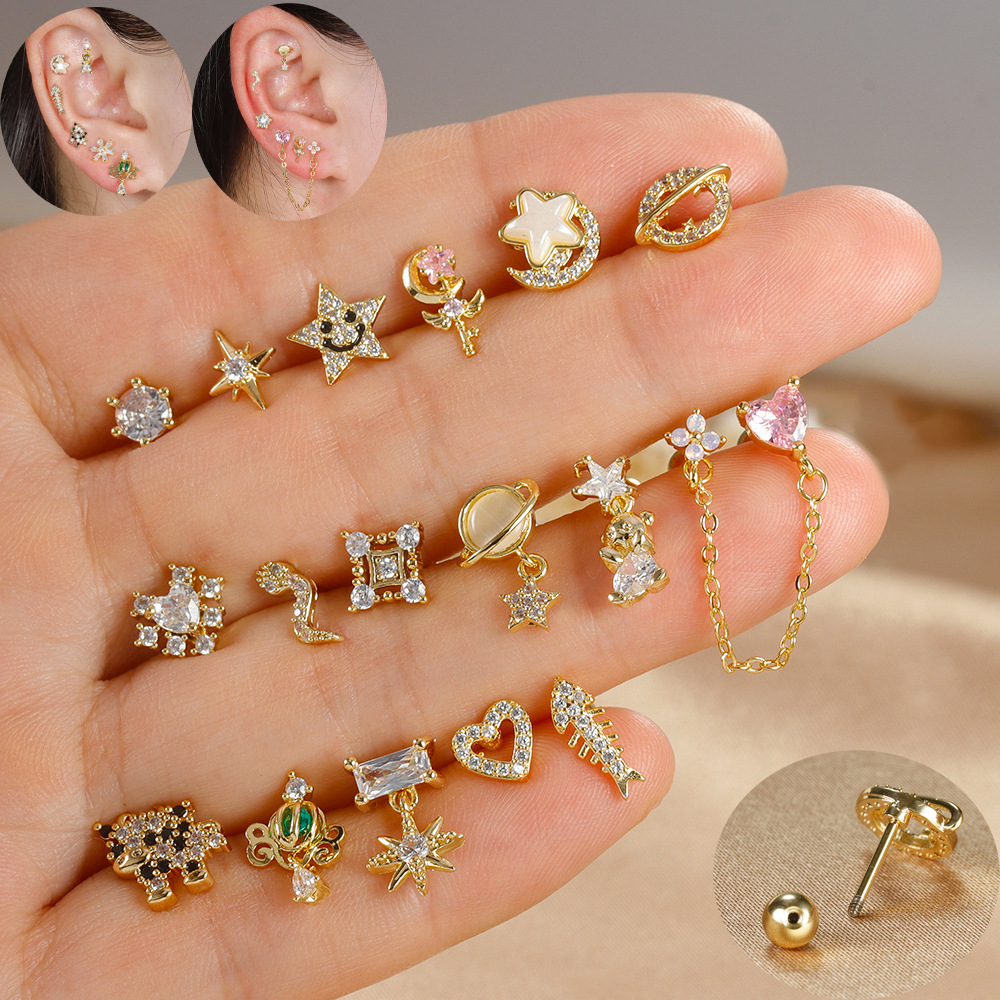 女性用スチールピアス,イヤリング,スタッド,フラットバック, - Body Jewelry Surgical Steel のレビューと価格
