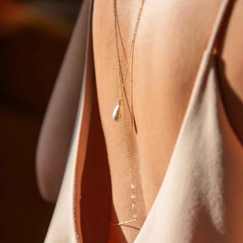 シンプルな多層パールバックドロップチェーンネックレス レディ - Body Jewelry Necklace のレビューと価格