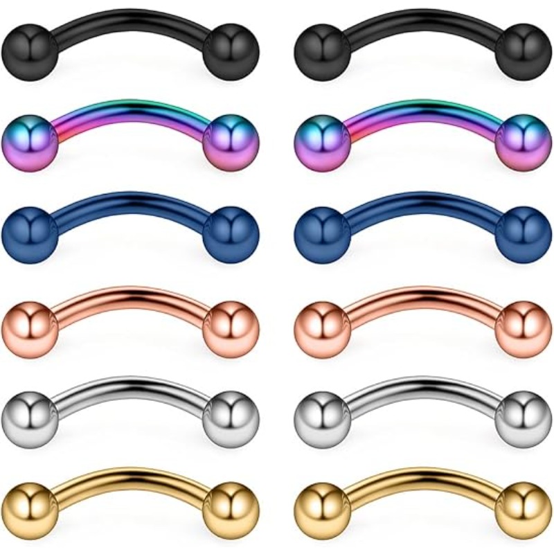 12個入り、16Gのサージカルステンレス製、眉、耳、へそ、唇 - Body Jewelry Surgical Steel のレビューと価格
