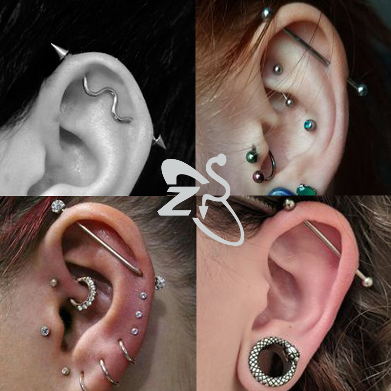 ZS 1PC サージカルスチールバット工業用バーベルリング女 - Body Jewelry Surgical Steel のレビューと価格
