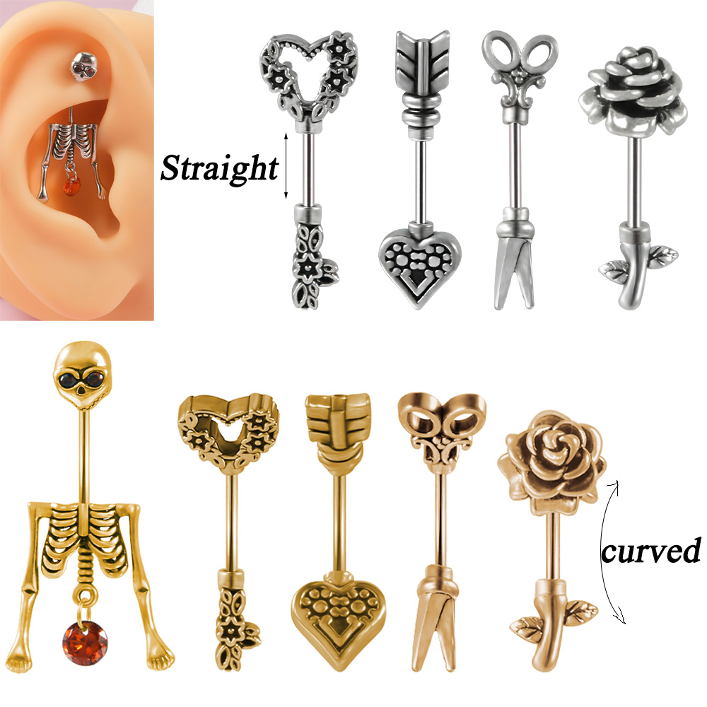 ヴィンテージの外科用鋼製イヤリング,スケルトン,矢印,へそ, - Body Jewelry Surgical Steel のレビューと価格