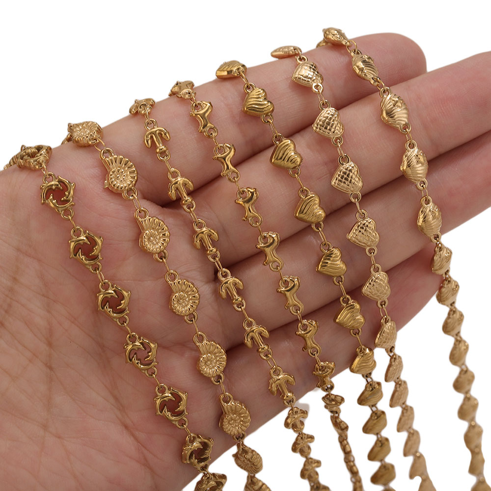 1M PVDゴールドステンレススチール製ハートスターフラワー - Body Jewelry Necklace のレビューと価格