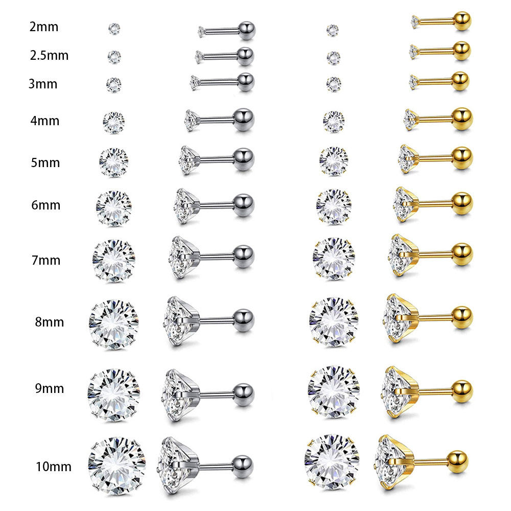 女性のための金メッキされた丸いジルコニアのイヤリング,外科用 - Body Jewelry Surgical Steel のレビューと価格